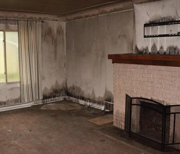 Soot covered living room.
