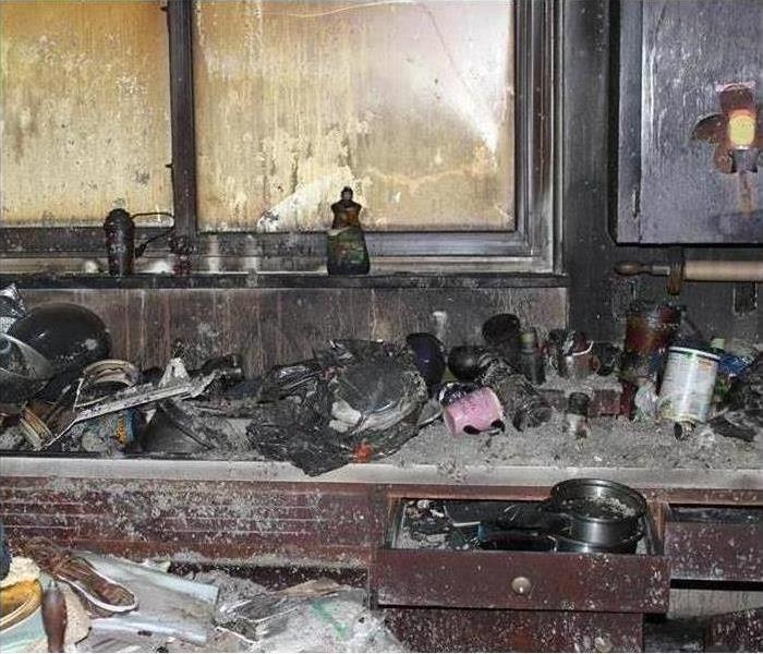 Damage from a kitchen fire